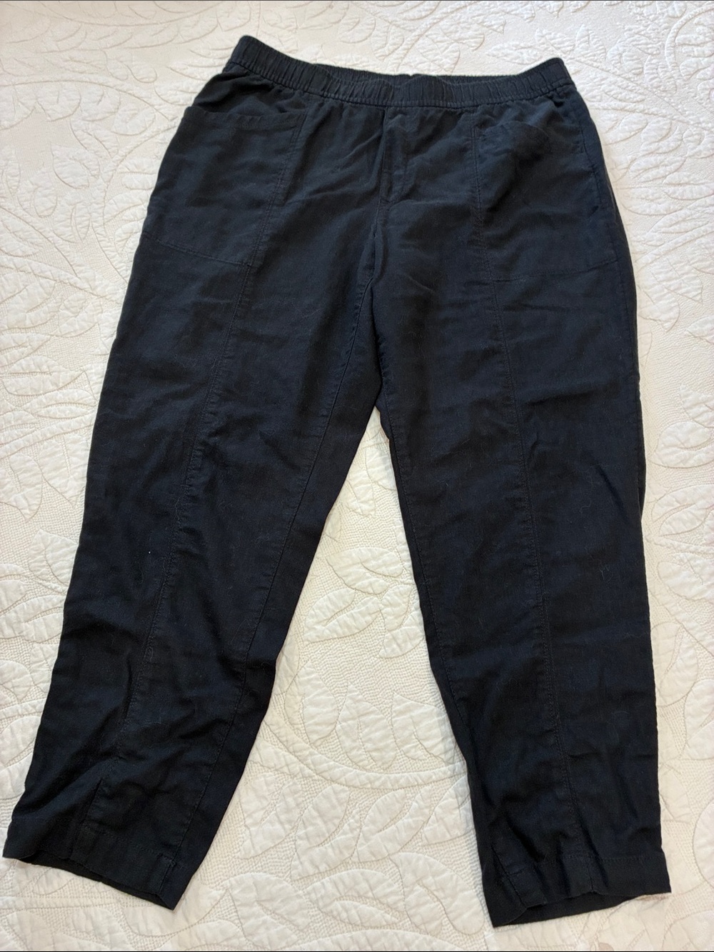 Old Navy Black Elastic-Waist Linen L
